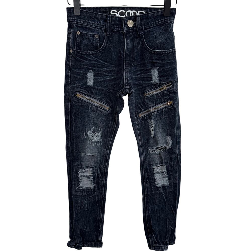 R Scoop Dark Wash Distressed Denim Jeans Size 8